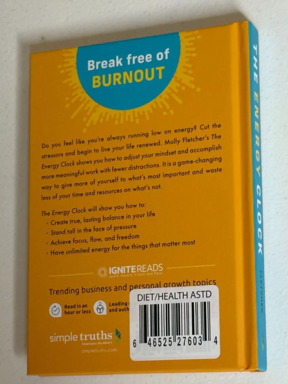 The Energy Clock Molly Fletcher Hardcover Productivity Self Help Book